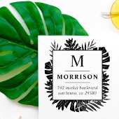 Tropische bladeren Initiaal familienaam retouradre Rubberstempel