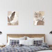 Tropische bladeren - Japandi Set - Muurkunst - Min (Slaapkamer)