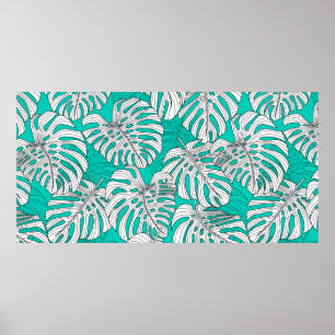 Tropische bladeren, junglebladeren naadloos vintag poster