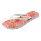 Tropische bladeren koraalroze teenslippers (Schuin)