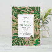 Tropische bladeren kraft paper bruiloft onder douc kaart (Staand voorkant)