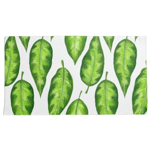 Tropische bladeren kussensloop (Voorkant-Rechts)