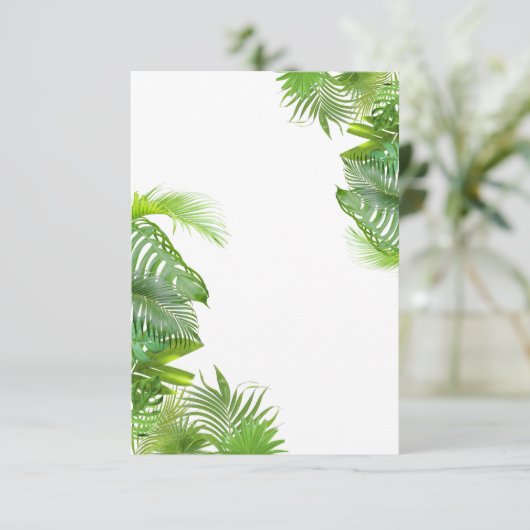 Tropische Bladeren Lege Uitnodiging (Staand voorkant)