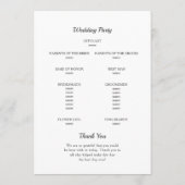 Tropische bladeren Lijst. Botanische bruiloft Programmakaart (Achterkant)