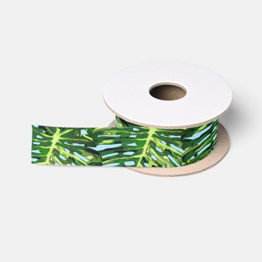 Tropische bladeren lint cadeau (Spoel)