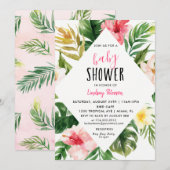 Tropische Bladeren Luau Baby Shower Uitnodigingska Kaart (Voorkant / Achterkant)