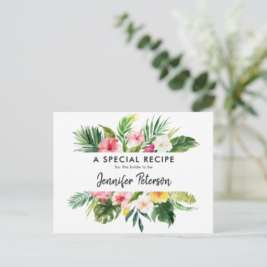 Tropische Bladeren Luau Bruiloft Recept Kaart (Staand voorkant)