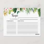 Tropische Bladeren Luau Bruiloft Recept Kaart (Achterkant)