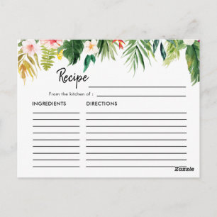 Tropische Bladeren Luau Bruiloft Recept Kaart