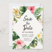 Tropische bladeren Luau bruiloft Save the Dates Ka Kaart (Voorkant)