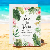 Tropische bladeren Luau bruiloft Save the Dates Ka Kaart