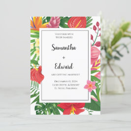 Tropische Bladeren Luau Huwelijk Trouwen Kaart