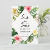 Tropische Bladeren Luau Trouwkaart Save The Date K Kaart (Staand voorkant)