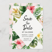 Tropische Bladeren Luau Trouwkaart Save The Date K Kaart (Voorkant / Achterkant)