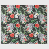 Tropische bladeren luipaard floraal inpakpapier (Vlak)