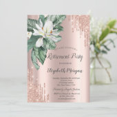 Tropische bladeren Magnolia Glitter Drips Pensioen Kaart (Staand voorkant)