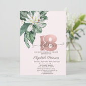 Tropische bladeren Magnolia roze 18e verjaardag Kaart (Staand voorkant)