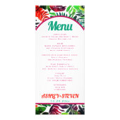 Tropische bladeren maximalistische bruiloft menuka reclamekaart (Voorkant)