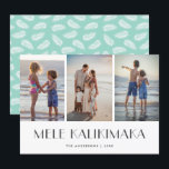 Tropische bladeren Mele Kalikimaka Foto Kerstmis Feestdagenkaart<br><div class="desc">Moderne groene foto Mele Kalikimaka vakantiekaart met palmbladeren. Personaliseer deze minimalistische fotovakantiekaart eenvoudig met uw foto's en de familienaam.</div>