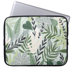 Tropische bladeren: met de hand getekende print. laptop sleeve