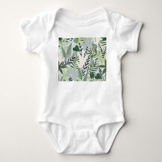 Tropische bladeren: met de hand getekende  print. romper (Voorkant)
