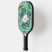 Tropische bladeren met Gold Glitter Beach Monogram Pickleball Paddle (Links)