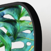 Tropische bladeren met Gold Glitter Beach Monogram Pickleball Paddle (Links Detail)