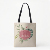 Tropische bladeren met naam en monogram