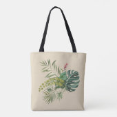 Tropische bladeren met naam en monogram tote bag (Achterkant)