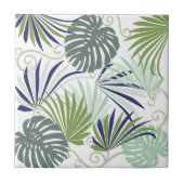 Tropische bladeren met palmen tegeltje (Voorkant)