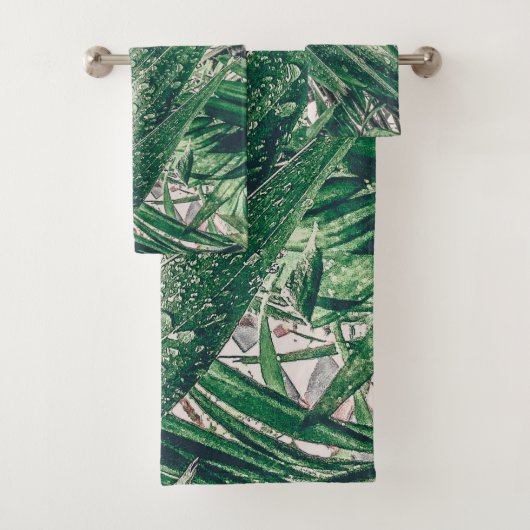 Tropische bladeren met regendruppels bad handdoek (Insitu)