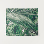 Tropische bladeren met regendruppels wandkleed (Voorkant (horizontaal))