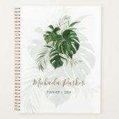 Tropische bladeren Modern Elegant Personalized Planner (Voorkant)