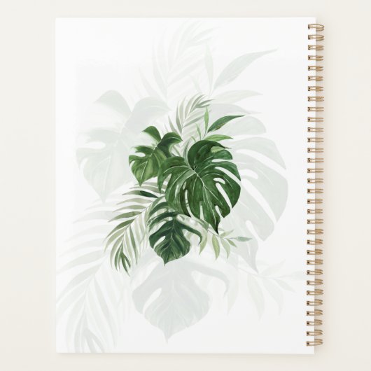 Tropische bladeren Modern Elegant Personalized Planner (Achterkant)