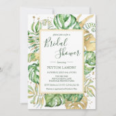 Tropische bladeren Modern Gold Lijst Vrijgezellenf Kaart (Voorkant)