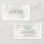 Tropische bladeren Modern Interior Design Visitekaartje (Voorkant / Achterkant)