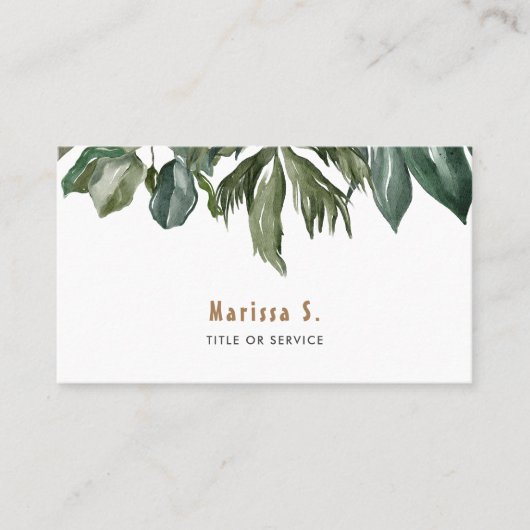 Tropische bladeren modern visitekaartje (Voorkant)