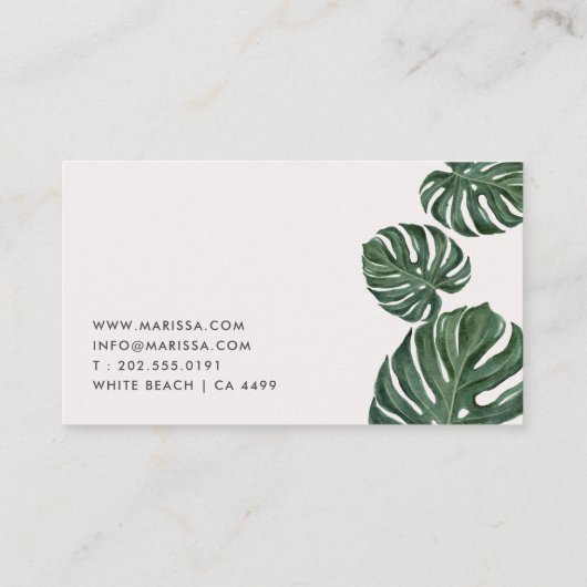 Tropische bladeren modern visitekaartje (Achterkant)