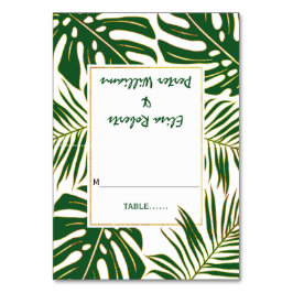 Tropische bladeren moderne bruiloft escort kaart