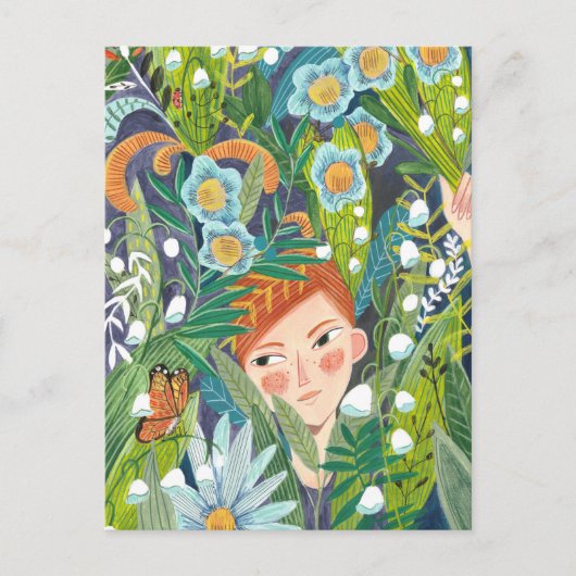 Tropische bladeren moderne groene briefkaart (Voorkant)