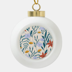Tropische bladeren: modieuze Abstracte achtergrond Keramische Bal Ornament