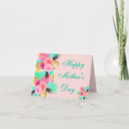 Tropische bladeren Moederdag Pastel bloemen  Bedankkaart