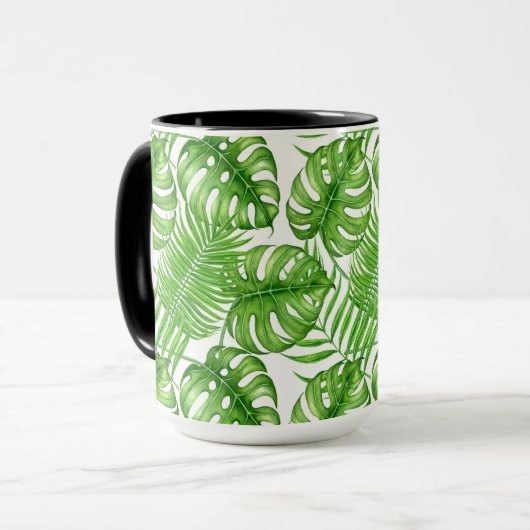Tropische bladeren mok (Voorkant links)