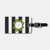 Tropische bladeren | Monogrammen Bagagelabel gestr (Voorkant horizontaal)