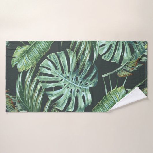 Tropische bladeren, monstera, bananenblad, oerwoud badhanddoek (Badhanddoek)