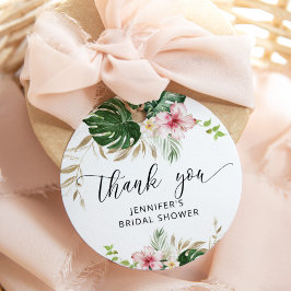 Tropische bladeren, monstera bruiloftsshower favor bedankjes labels