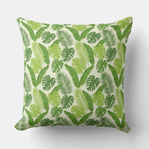 Tropische Bladeren & Monstera Naadloos Patroon Kussen