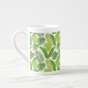 Tropische Bladeren & Monstera Naadloos Patroon Porselein Kop