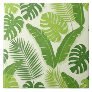 Tropische Bladeren & Monstera Naadloos Patroon Tegeltje