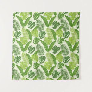 Tropische Bladeren & Monstera Naadloos Patroon Wandkleed